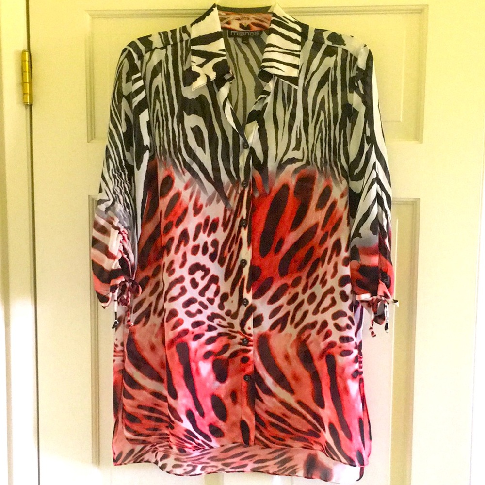 Mishca women’s L bright animal print blouse
